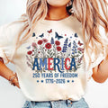 America 250 Years of Freedom Shirt, Floral Patriotic Tee, 1776 2026 USA Anniversary Top, Fourth of July Outfit, Patriotic Gift for Her