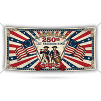 America 250th Anniversary Vinyl Banner, Patriotic 1776 2026 Let Freedom Ring Sign, Waterproof Outdoor Holiday Sign, Holiday Banner Decor