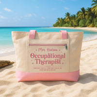 Personalized Occupational Therapist Tote Bag with Zipper, Custom Name Canvas Bag, School OT Essentials, Medical Work Tote, Gift for Her
