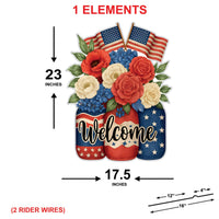 Patriotic Welcome Yard Sign, Red White Blue Mason Jars, Weatherproof Coroplast Sign, 4th of July, Holiday Yard Decor