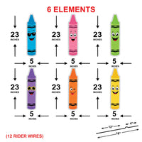 Back To School Crayon Yard Sign, Classroom Art Party Props, Weatherproof Coroplast Sign, 6 Piece Outdoor Stake Set, School Spirit Decor