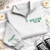 Personalized Cheer Embroidered Quarter Zip Sweatshirt, Custom Name Pullover, School Spirit Sweater, Team Cheer Outfit, Cheer Coach Gift