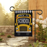 Back to School Garden Flag, 12x18 Double Sided Yard Flag, School Pride Decor, Teacher Classroom Porch Decor, Yellow Bus New Student Gift