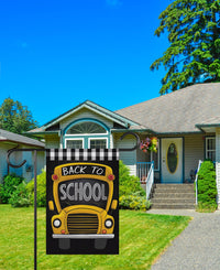 Back to School Garden Flag, 12x18 Double Sided Yard Flag, School Pride Decor, Teacher Classroom Porch Decor, Yellow Bus New Student Gift