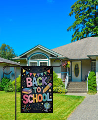 Back to School Garden Flag, 12x18 Double Sided Yard Flag, School Pride Decor, Teacher Classroom Outdoor Porch Welcome, New Student Gift