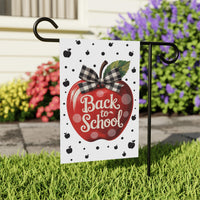 Back to School Apple Garden Flag, 12x18 Double Sided Yard Flag, School Pride Decor, Teacher Classroom Porch Decor, New Student Gift