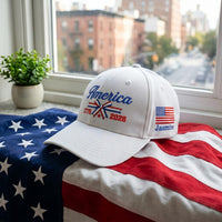 Personalized America 250 Embroidered Hat, Custom Name USA Flag Side Cap, Red White Blue Hat, Bio Washed Cotton Cap, 4th of July Gift