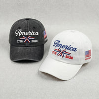 Personalized America 250 Embroidered Hat, Custom Name USA Flag Side Cap, Red White Blue Hat, Bio Washed Cotton Cap, 4th of July Gift