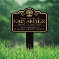 Planted in Memory Aluminum Yard Sign, Personalized Memorial Garden Stake, 10x14 Rust-Free Grave Marker, Custom Name Outdoor Remembrance Sign
