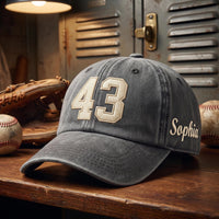 Personalized Baseball Number Embroidered Hat, Custom Player Name Cap, Vintage Game Day Dad Hat, Sports Team Gift, Gift for Players