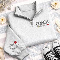 Personalized Instructional Coach Embroidered Quarter Zip Sweatshirt, Custom Teacher Pullover, School Staff Layer, PD Day Top, Coach Gift