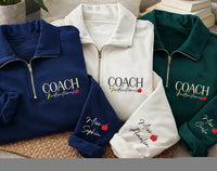 Personalized Instructional Coach Embroidered Quarter Zip Sweatshirt, Custom Teacher Pullover, School Staff Layer, PD Day Top, Coach Gift