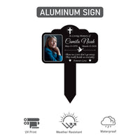 Personalized Memorial Photo Aluminum Yard Sign, Custom Grave Marker with Name Dates and Logo, 10x14 Rust-Free Outdoor Garden Stake