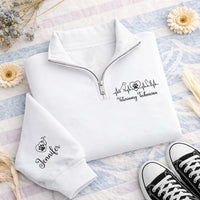 Personalized Vet Tech Embroidered Quarter Zip Sweatshirt, Custom Veterinary Pullover, Animal Care Layer, Scrub Layering Top, Gift for Her