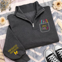 Personalized Teacher Embroidered Quarter Zip Sweatshirt, Custom Preschool Pullover, Classroom Layer, Back to School Top, Teacher Gift