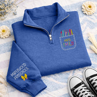 Personalized Teacher Embroidered Quarter Zip Sweatshirt, Custom Preschool Pullover, Classroom Layer, Back to School Top, Teacher Gift