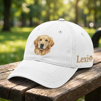 Personalized Dog Embroidered Hat, Custom Pup Name Baseball Cap, Animal Portrait Hat for Dog Mom, Adjustable Cotton Cap, Pet Lover Gift