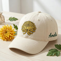 Personalized Birth Flower Embroidered Hat, Custom Name Floral Cap, Low Profile Dad Hat, Birthday Month Gift for Her, Personalized Gift