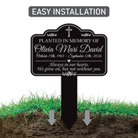 Planted in Memory Aluminum Yard Sign, Personalized Memorial Garden Stake, 10x14 Rust-Free Grave Marker, Custom Name Outdoor Remembrance Sign