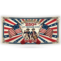 America 250th Anniversary Vinyl Banner, Patriotic 1776 2026 Let Freedom Ring Sign, Waterproof Outdoor Holiday Sign, Holiday Banner Decor