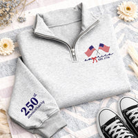 Personalized America 250th Anniversary Embroidered Quarter Zip Sweatshirt, Patriotic USA Flag Pullover, Holiday Cozy Top, Patriotic Gift