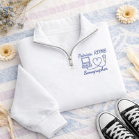 Personalized RDMS Embroidered Quarter Zip Sweatshirt, Sonographer Pullover, Ultrasound Tech Gift, Scrub Layering Top, Sonography Grad Gift