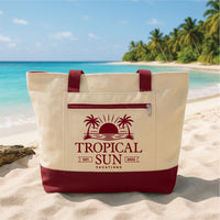 Custom Company Logo Tote Bag with Zipper, Personalized Text Canvas Bag, Branded Event Carryall, Professional Travel Tote, Employee Gift