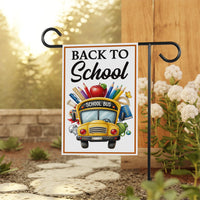 Back to School Garden Flag, 12x18 Double Sided Yard Flag, School Pride Decor, Cute Yellow Bus Teacher Porch Decor, New Student Gift