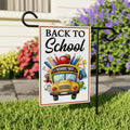 Back to School Garden Flag, 12x18 Double Sided Yard Flag, School Pride Decor, Cute Yellow Bus Teacher Porch Decor, New Student Gift