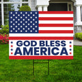 God Bless America Patriotic Yard Sign, Classic USA Flag Design, Metal H-Stake Included, 12x18 18x24 24x36, 4th of July Outdoor Party Sign