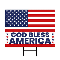 God Bless America Patriotic Yard Sign, Classic USA Flag Design, Metal H-Stake Included, 12x18 18x24 24x36, 4th of July Outdoor Party Sign