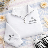 Personalized Vet Tech Embroidered Quarter Zip Sweatshirt, Custom RVT Pullover, Veterinary Clinic Layer, Pet Care Outfit, Gift for Her