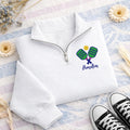Personalized Pickleball Embroidered Quarter Zip Sweatshirt, Custom Name Pullover, Court-Ready Sweater, Team Match Outfit, Gift for Her