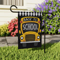 Back to School Garden Flag, 12x18 Double Sided Yard Flag, School Pride Decor, Teacher Classroom Porch Decor, Yellow Bus New Student Gift