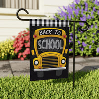 Back to School Garden Flag, 12x18 Double Sided Yard Flag, School Pride Decor, Teacher Classroom Porch Decor, Yellow Bus New Student Gift