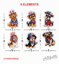 Patriotic Dog Yard Sign Set, 6-Piece 4th of July Outdoor Decor, Weatherproof Holiday Sign, Metal Stakes Included, Holiday Yard Decor