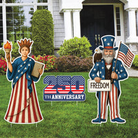 America 250th Anniversary 4th of July Yard Sign, Weatherproof Holiday Sign, Metal Stakes Included, Independence Day Holiday Yard Decor