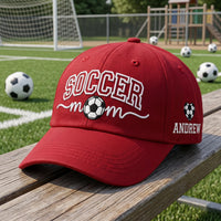 Personalized Soccer Mom Embroidered Hat, Custom Name Sports cap, Low Profile Dad Hat, Soccer Parent Sideline team Gift, Game Day Gift