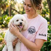 Custom Pet Embroidered Shirt, Personalized Pup Portrait Hoodie, Dog Lover Sweatshirt, Custom Name Sleeve Embroidery, Gift for Dog Lover