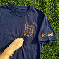 Custom Pet Embroidered Shirt, Personalized Pup Portrait Hoodie, Dog Lover Sweatshirt, Custom Name Sleeve Embroidery, Gift for Dog Lover