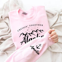 Personalized Alaska Cruise Sweatshirt, Custom Name Sleeve, Mountain Anchor Trip Pullover, Family Vacation Tee, Cruise Gift 2026