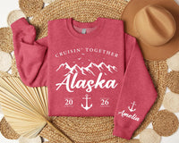 Personalized Alaska Cruise Sweatshirt, Custom Name Sleeve, Mountain Anchor Trip Pullover, Family Vacation Tee, Cruise Gift 2026