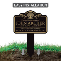 Planted in Memory Aluminum Yard Sign, Personalized Memorial Garden Stake, 10x14 Rust-Free Grave Marker, Custom Name Outdoor Remembrance Sign