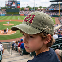 Personalized Baseball Number Embroidered Hat, Custom Player Name Cap, Vintage Game Day Dad Hat, Sports Team Gift, Gift for Players