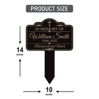 Personalized Memorial Aluminum Yard Sign, Custom Grave Marker with Name and Years, 10x14 Rust-Free Outdoor Garden Stake, Sympathy Gift