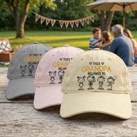 Personalized Grandpa Embroidered Hat, Custom Grandkids Names Cap, Adjustable Cotton Cap, Father's Day Grandfather Gift, Custom Hat Gift