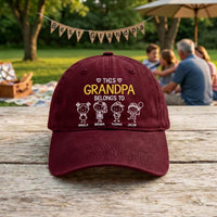 Personalized Grandpa Embroidered Hat, Custom Grandkids Names Cap, Adjustable Cotton Cap, Father's Day Grandfather Gift, Custom Hat Gift