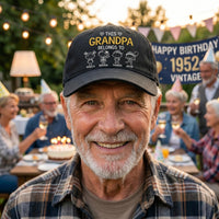 Personalized Grandpa Embroidered Hat, Custom Grandkids Names Cap, Adjustable Cotton Cap, Father's Day Grandfather Gift, Custom Hat Gift