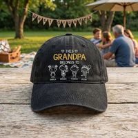Personalized Grandpa Embroidered Hat, Custom Grandkids Names Cap, Adjustable Cotton Cap, Father's Day Grandfather Gift, Custom Hat Gift