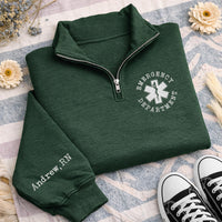 Personalized Nurse Embroidered Quarter Zip Sweatshirt, Custom RN Name Sleeve, Hospital Shift Pullover, ER Team Apparel, Gift for RN